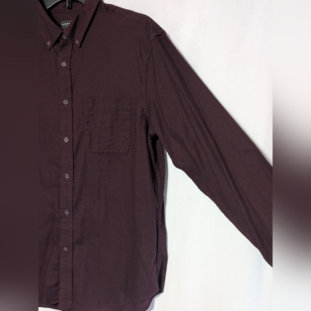 🌷Club Monaco Men's Maroon Slim Fit Long Sleeve Button-Down Shirt, L 100% Cotton - Picture 3 of 9